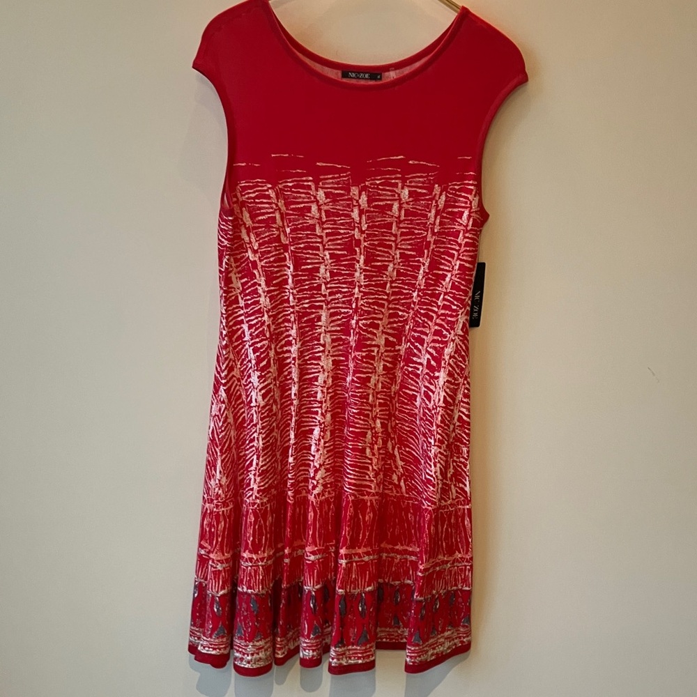 NIC + ZOE Cosmo Red Midi Length Knit Sleeveless Dress Size XL NWT